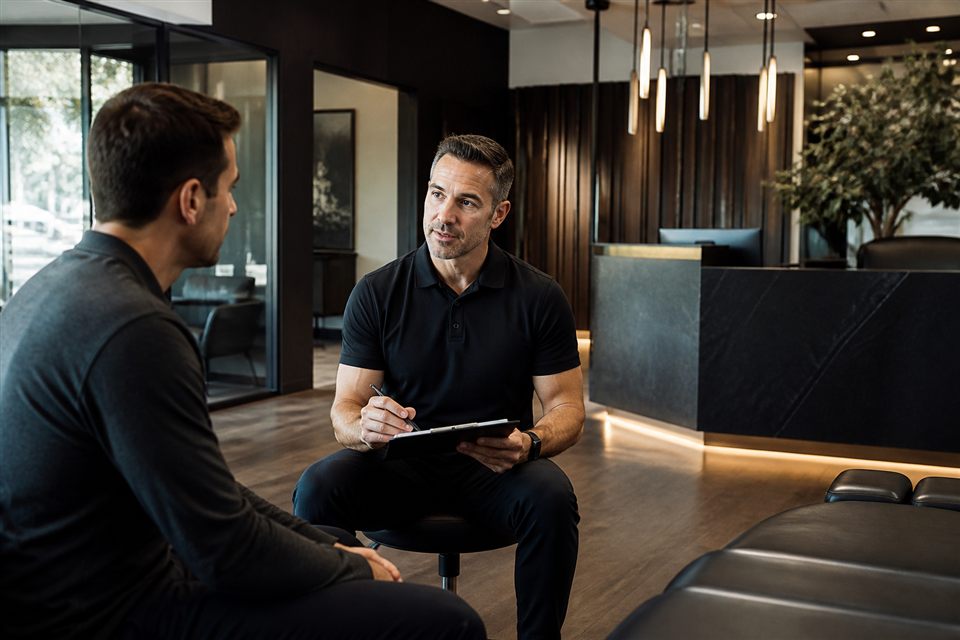 Chiropractic consultation in a modern practice setting.